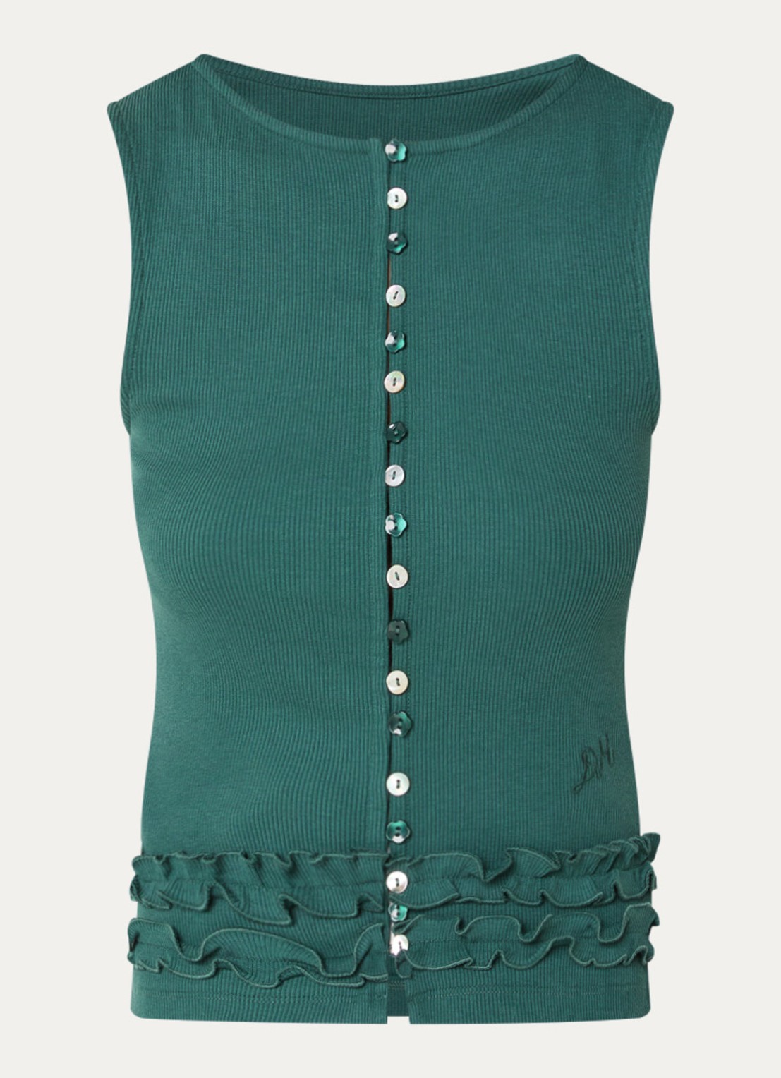 Damson Madder Ember top met ruches - voorkant groen