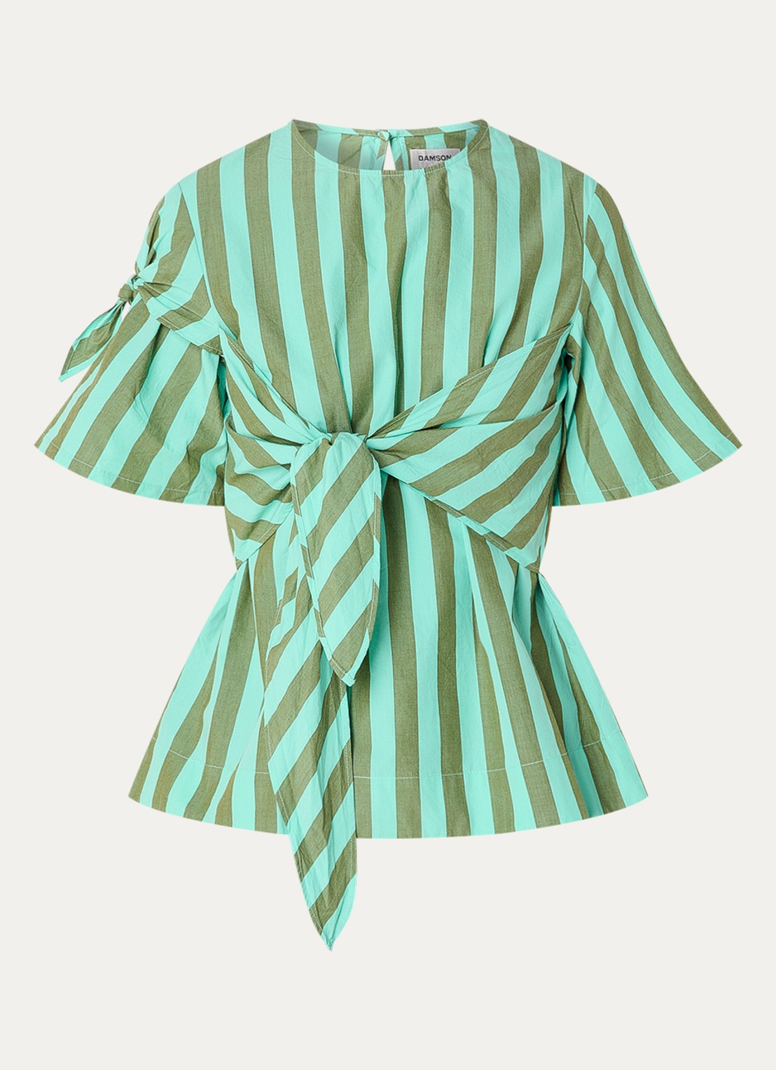 Damson Madder Estelle top met streepprint en gestrikt detail - voorkant 2 groen