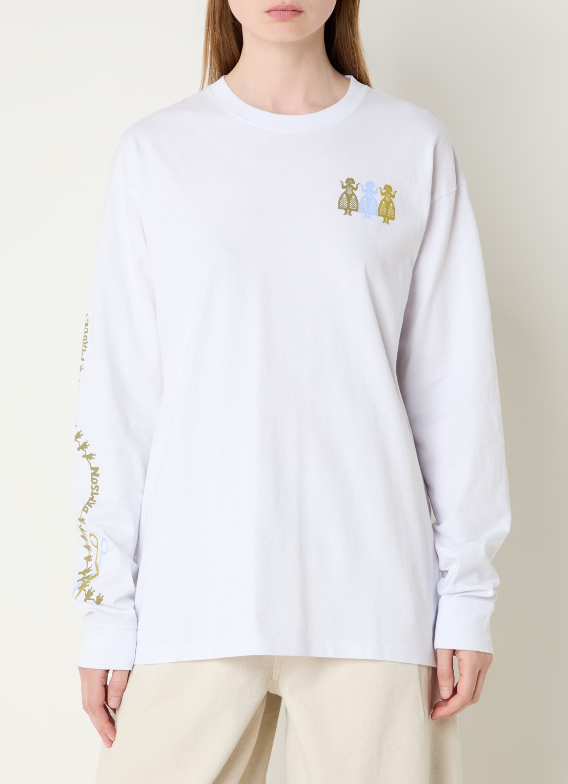 Damson Madder Green juice longsleeve met print - achterkant 4 wit