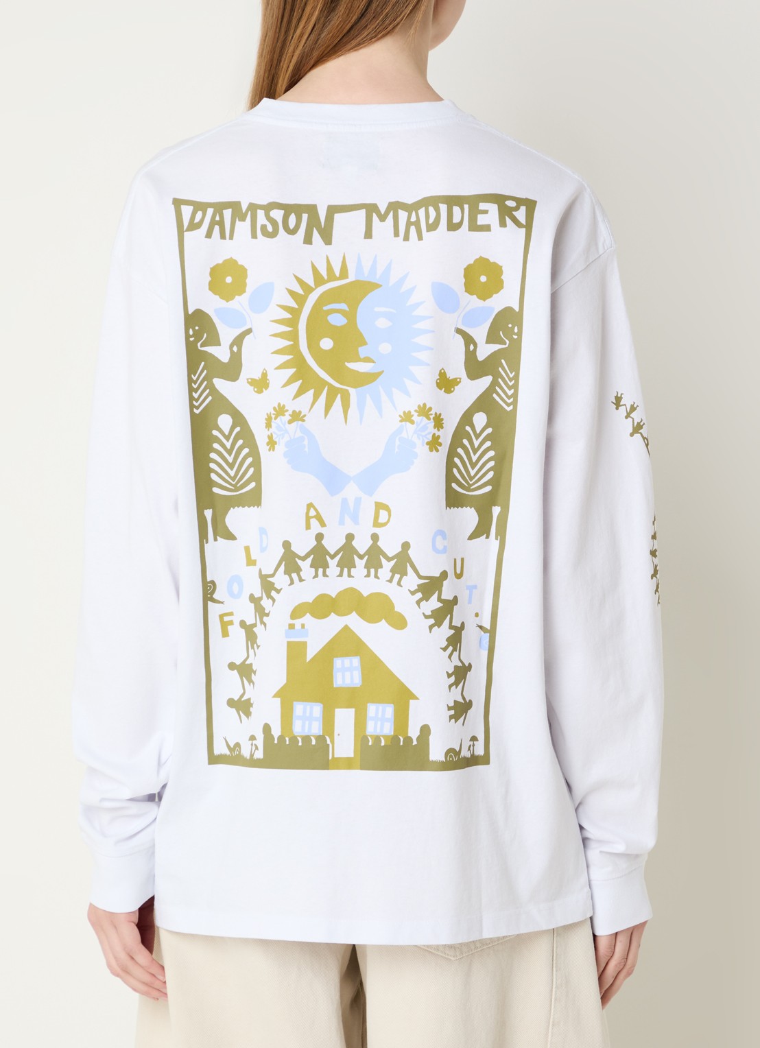 Damson Madder Green juice longsleeve met print - detail 3 wit