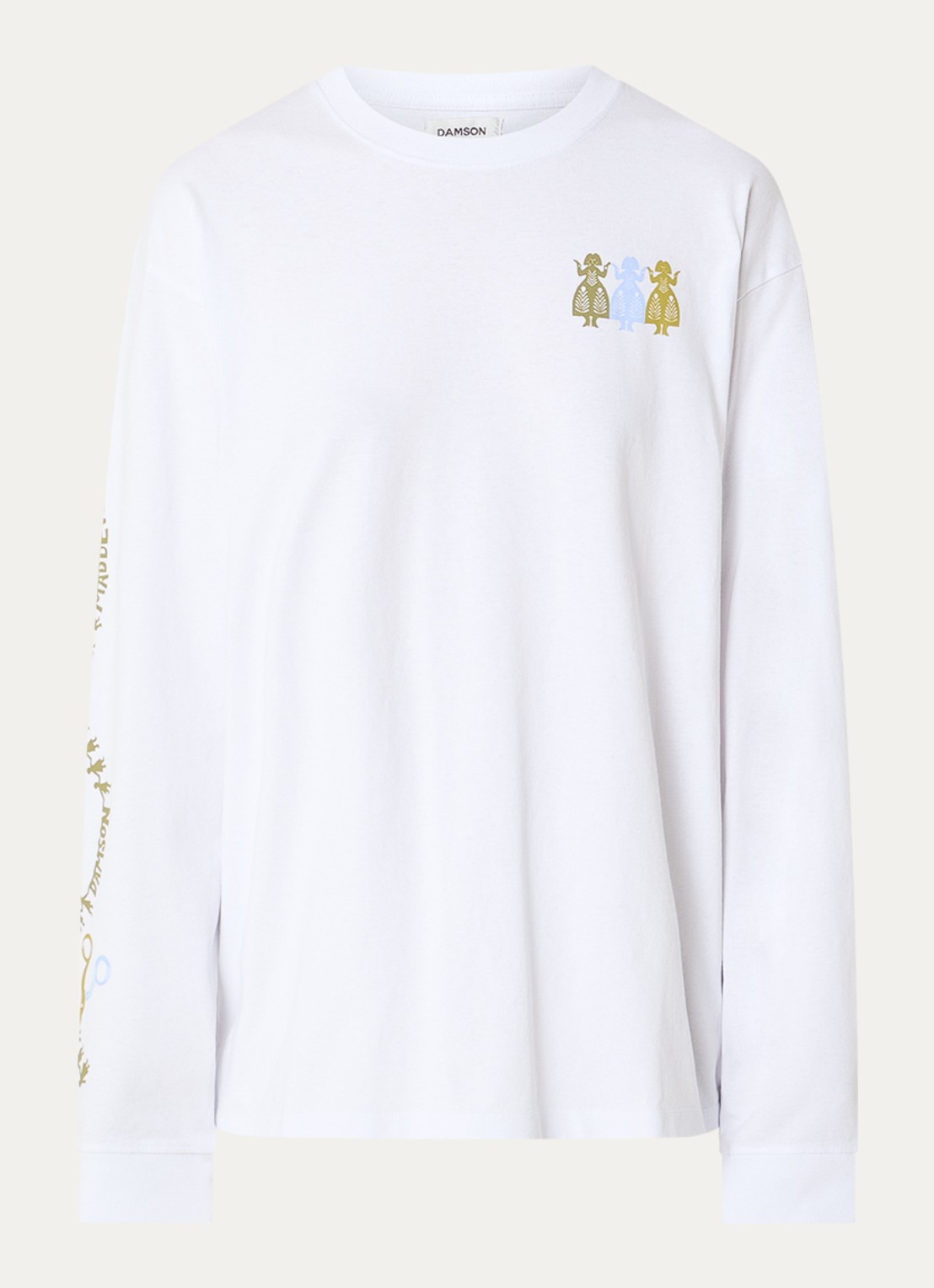 Damson Madder Green juice longsleeve met print - voorkant wit