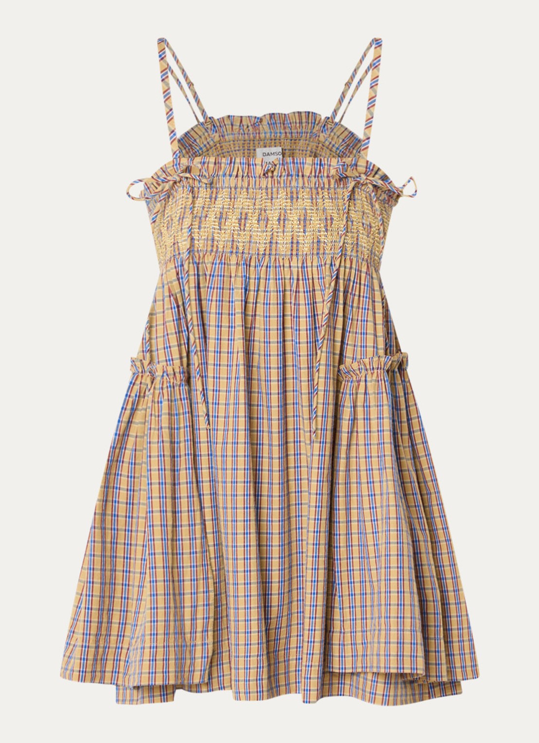 Damson Madder Lilo mini jurk met ruitdessin - voorkant 3 geel