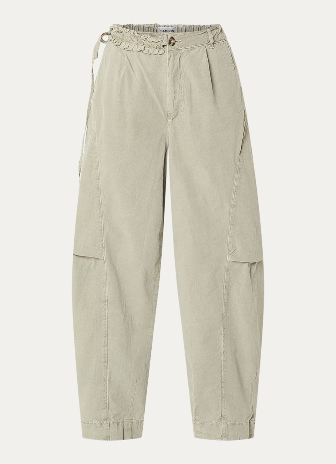 Damson Madder Liv mid waist straight fit broek met steekzakken - voorkant 2 groen