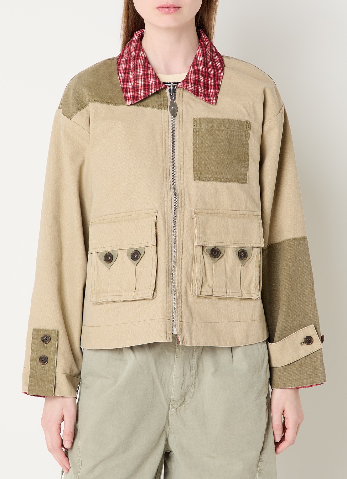 Damson Madder Marcelle reversible jack met klepzakken - detail 5 beige