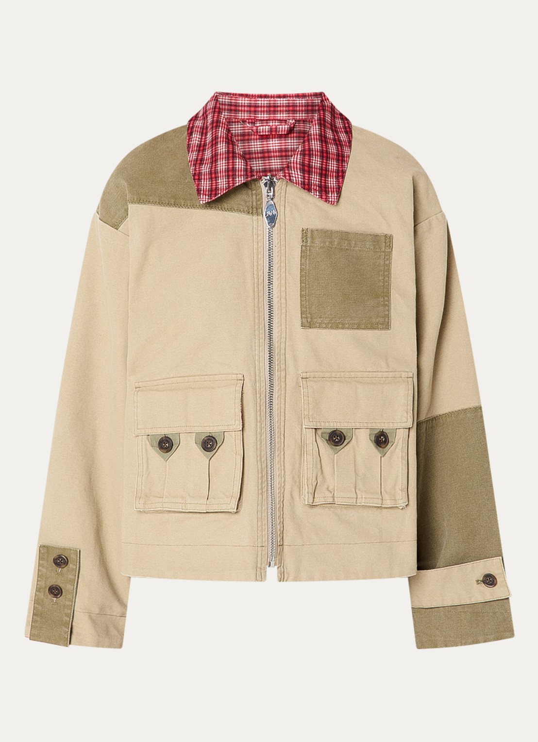 Damson Madder Marcelle reversible jack met klepzakken - voorkant 2 beige