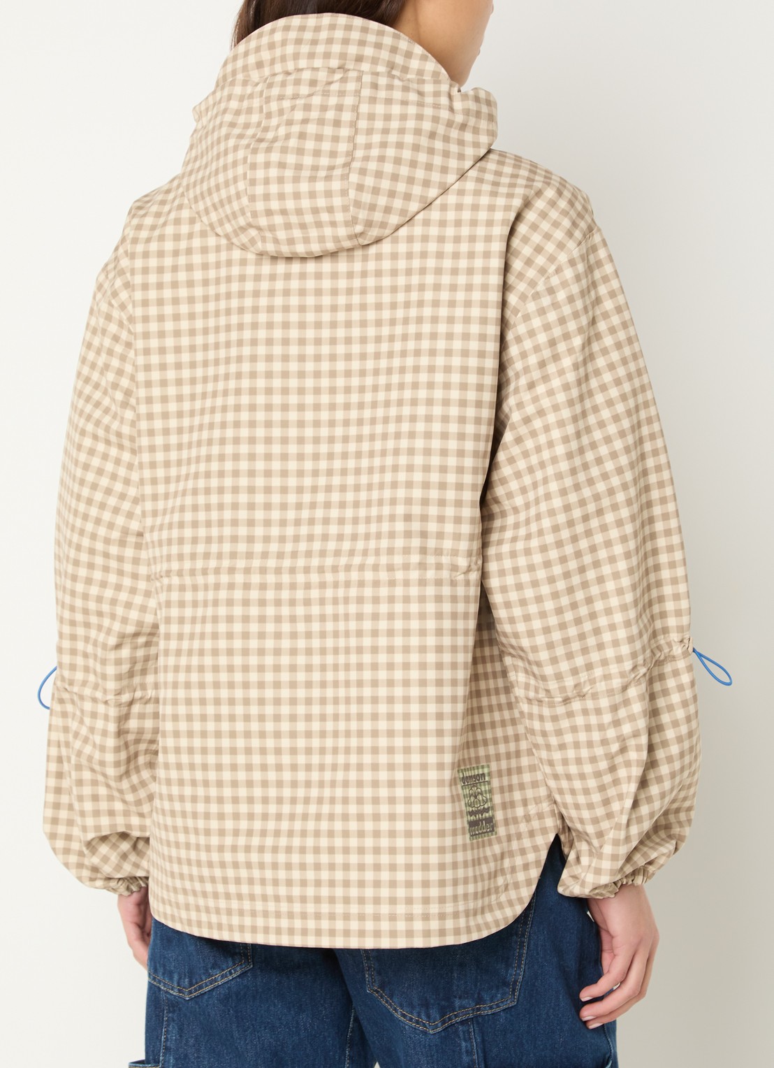 Damson Madder Matilda regenjas met ruitdessin - achterkant beige