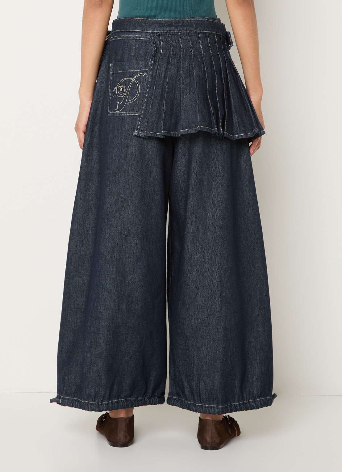 Damson Madder Mavi high waist wide fit jeans met donkere wassing - achterkant 2 indigo