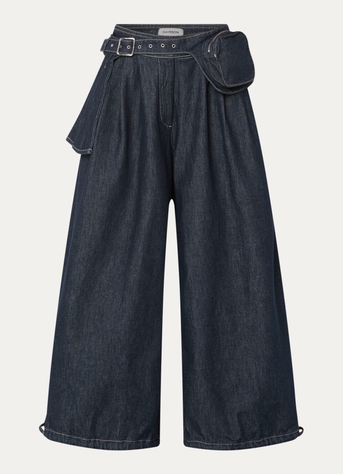 Damson Madder Mavi high waist wide fit jeans met donkere wassing - voorkant 3 indigo