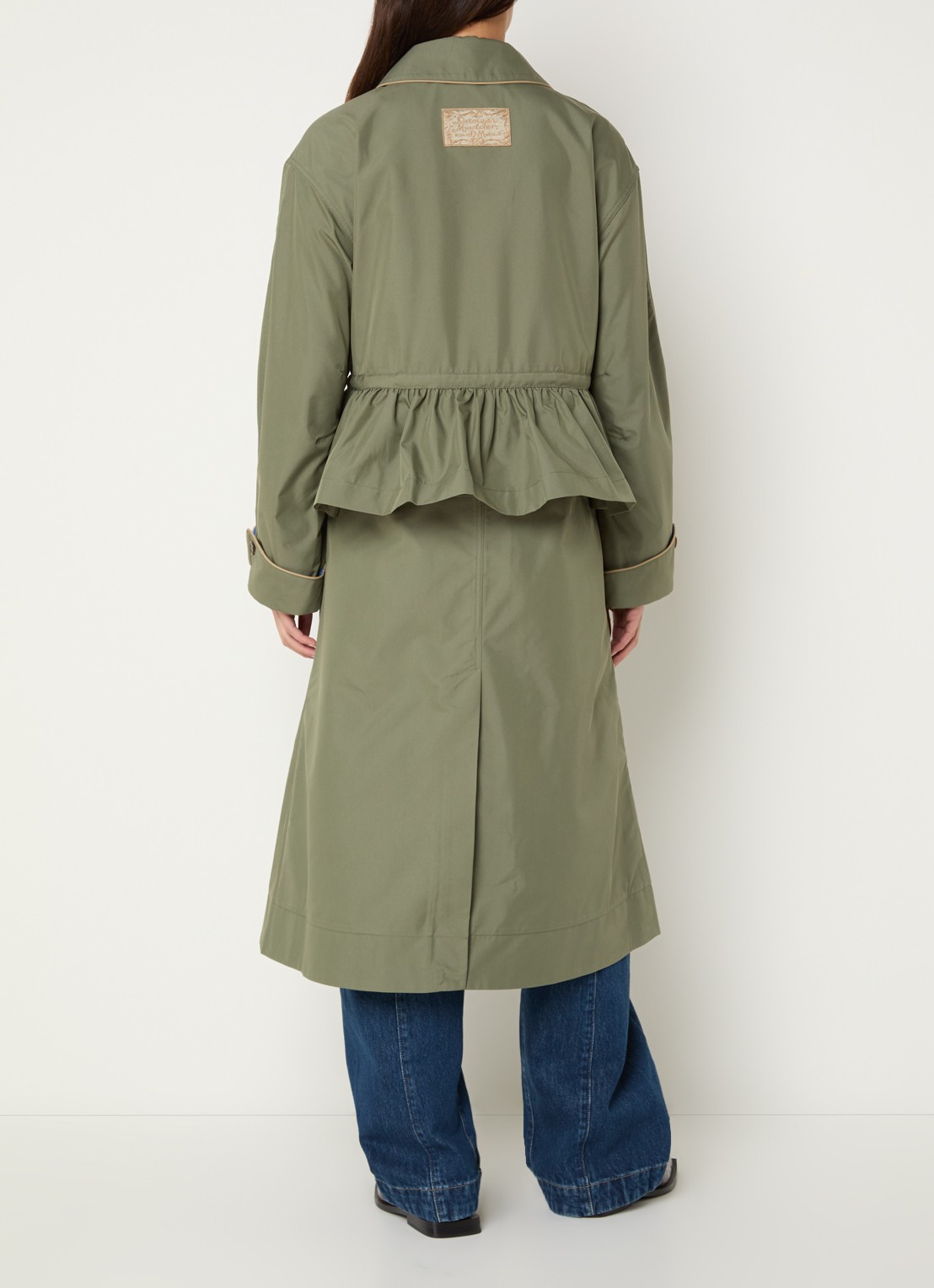 Damson Madder Myrtle trenchcoat met strikceintuur - achterkant 4 groen