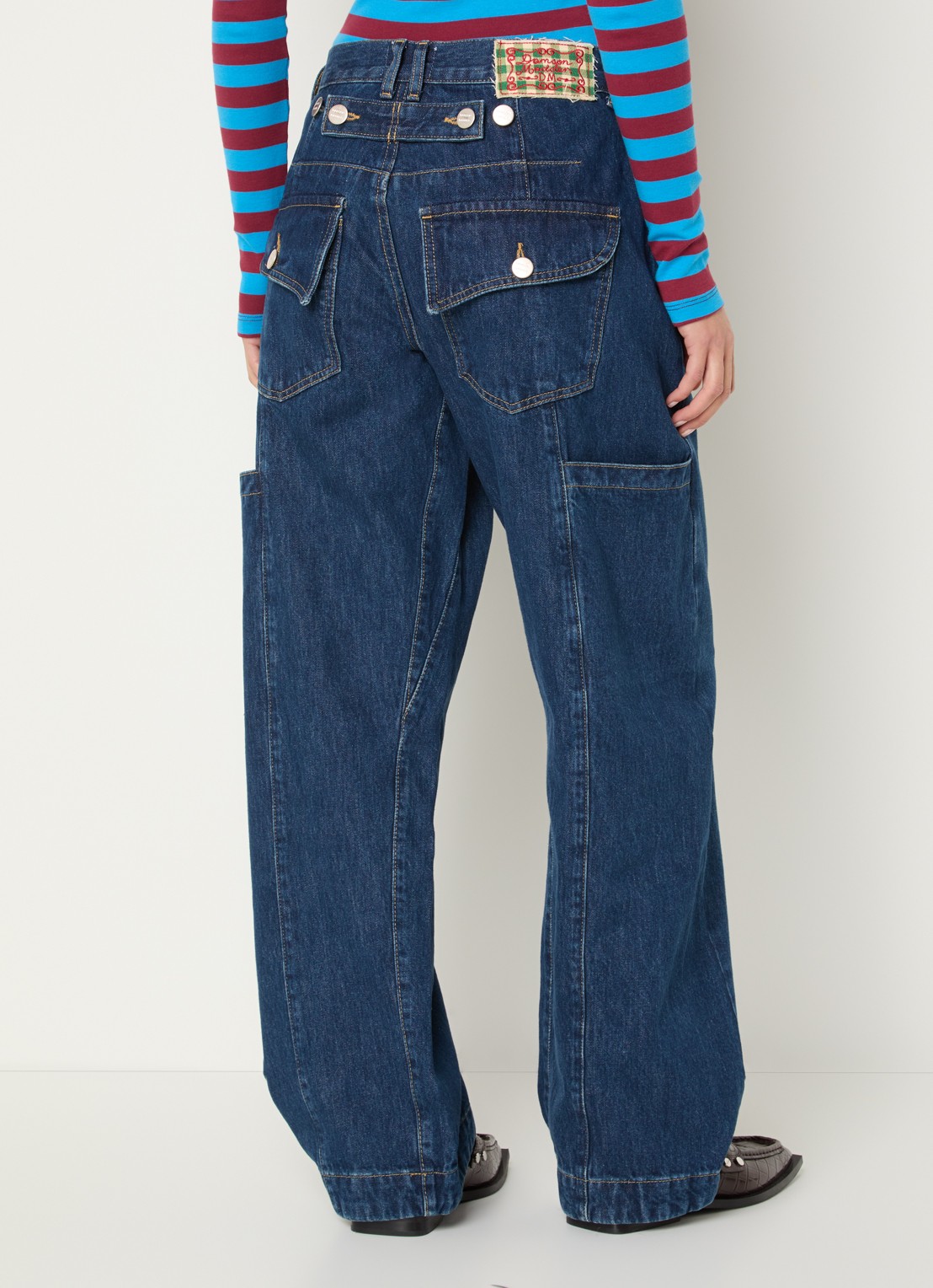 Damson Madder Nina high waist wide leg jeans met donkere wassing - achterkant 3 indigo