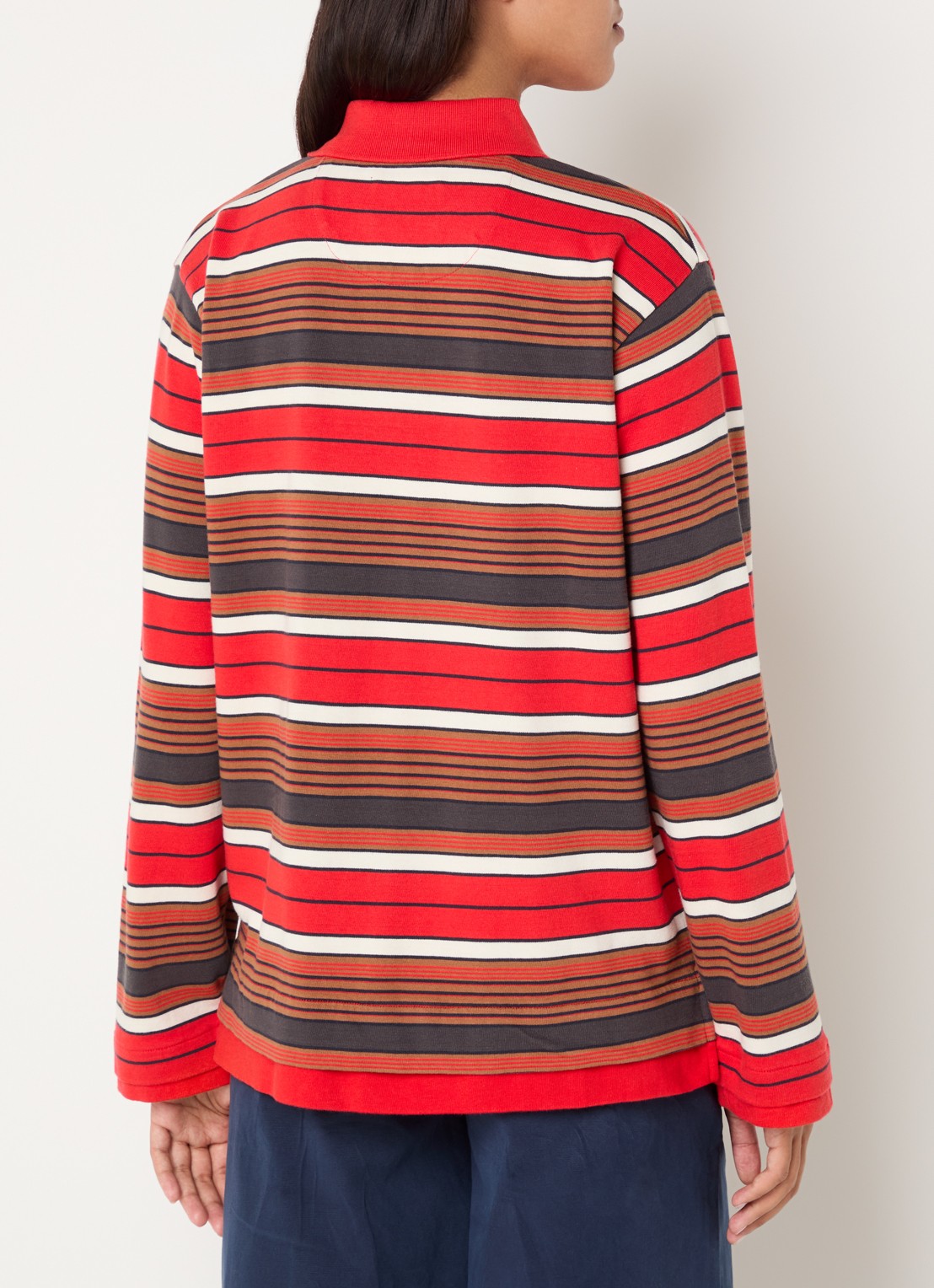 Damson Madder Noah regular fit polo met streepprint - achterkant 3 rood