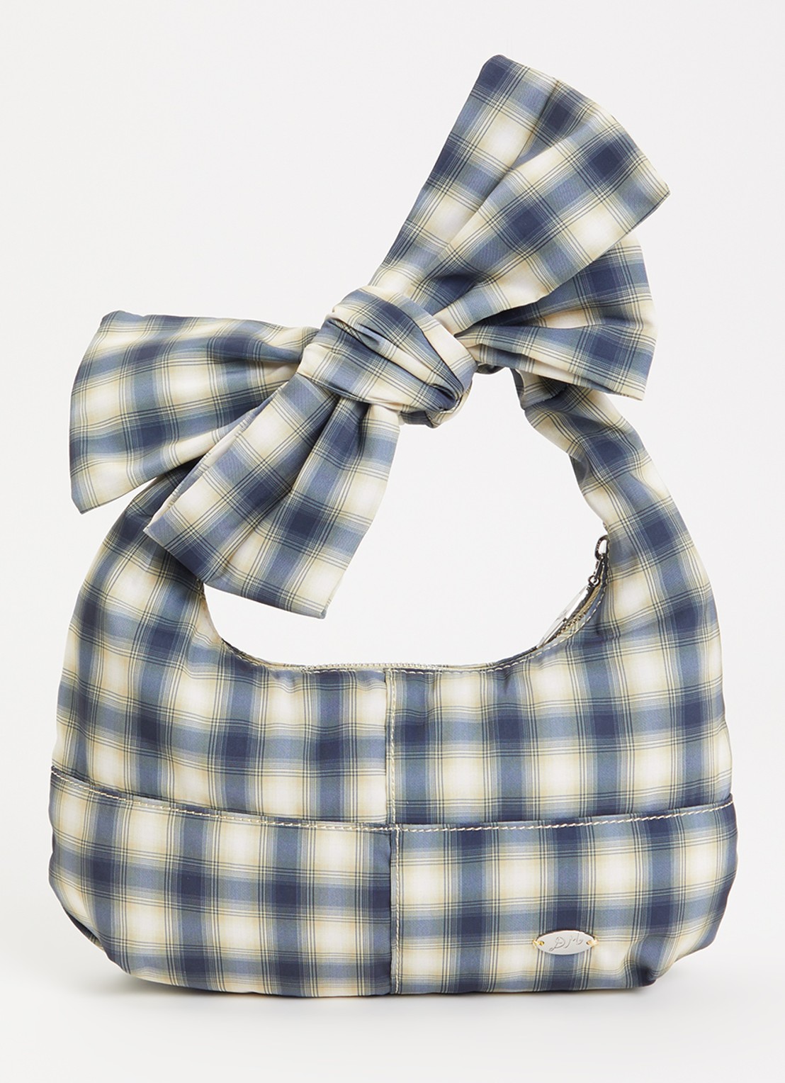 Damson Madder Roo check tie schoudertas met ruitdessin  - voorkant groen