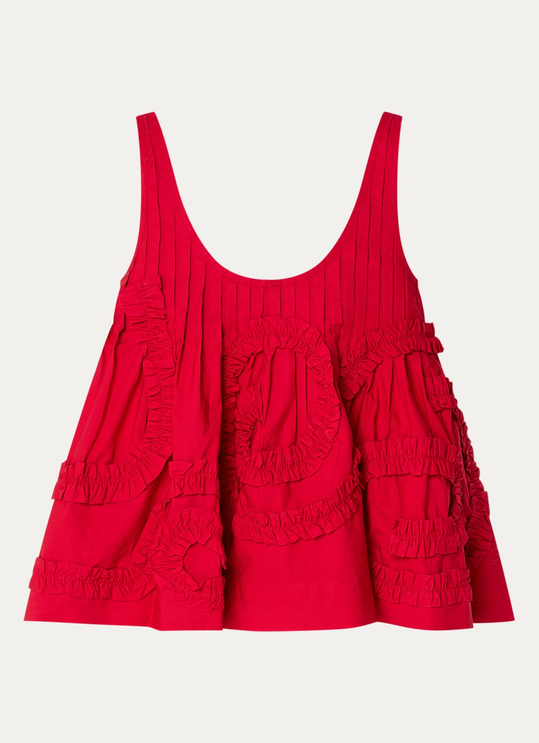 Damson Madder Stella mouwloze top met ruches - voorkant 2 kersenrood