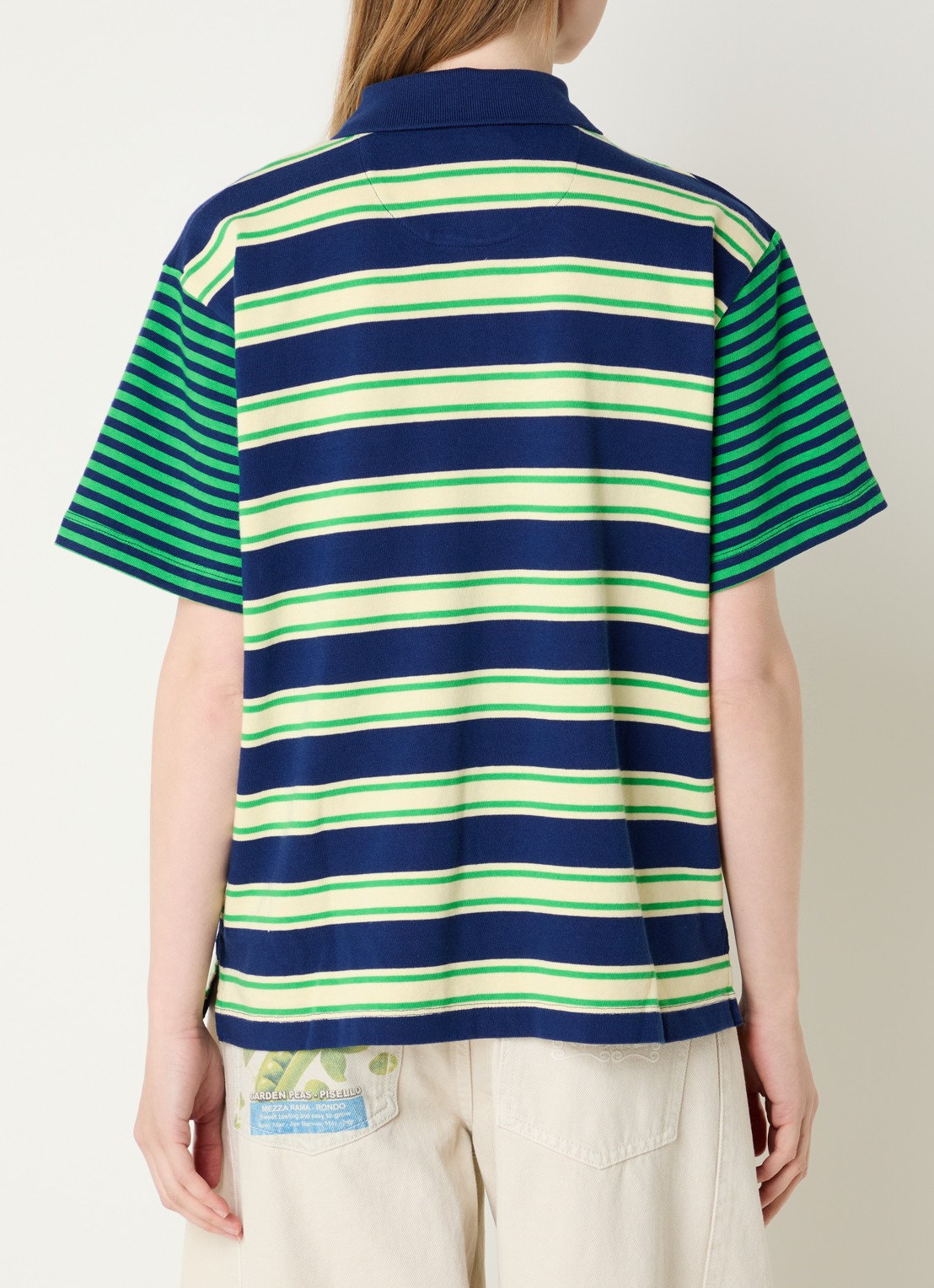 Damson Madder Zia Polo met streepprint - achterkant 3 donkerblauw