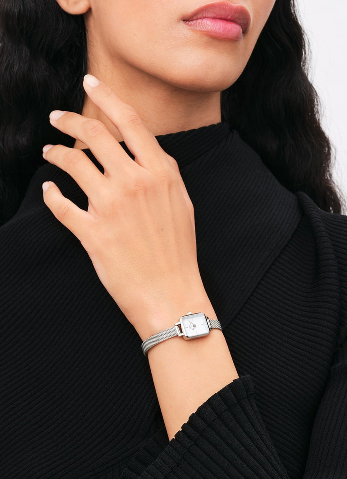 Daniel Wellington Quadro Mini horloge DW00100726 - voorkant 2 zilver