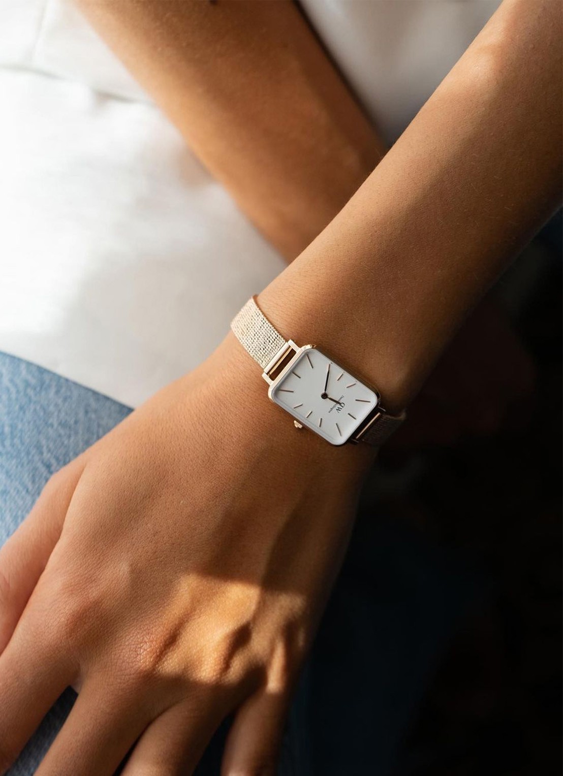 Daniel Wellington Quadro Pressed Evergold horloge DW00100556 - voorkant 2 goud