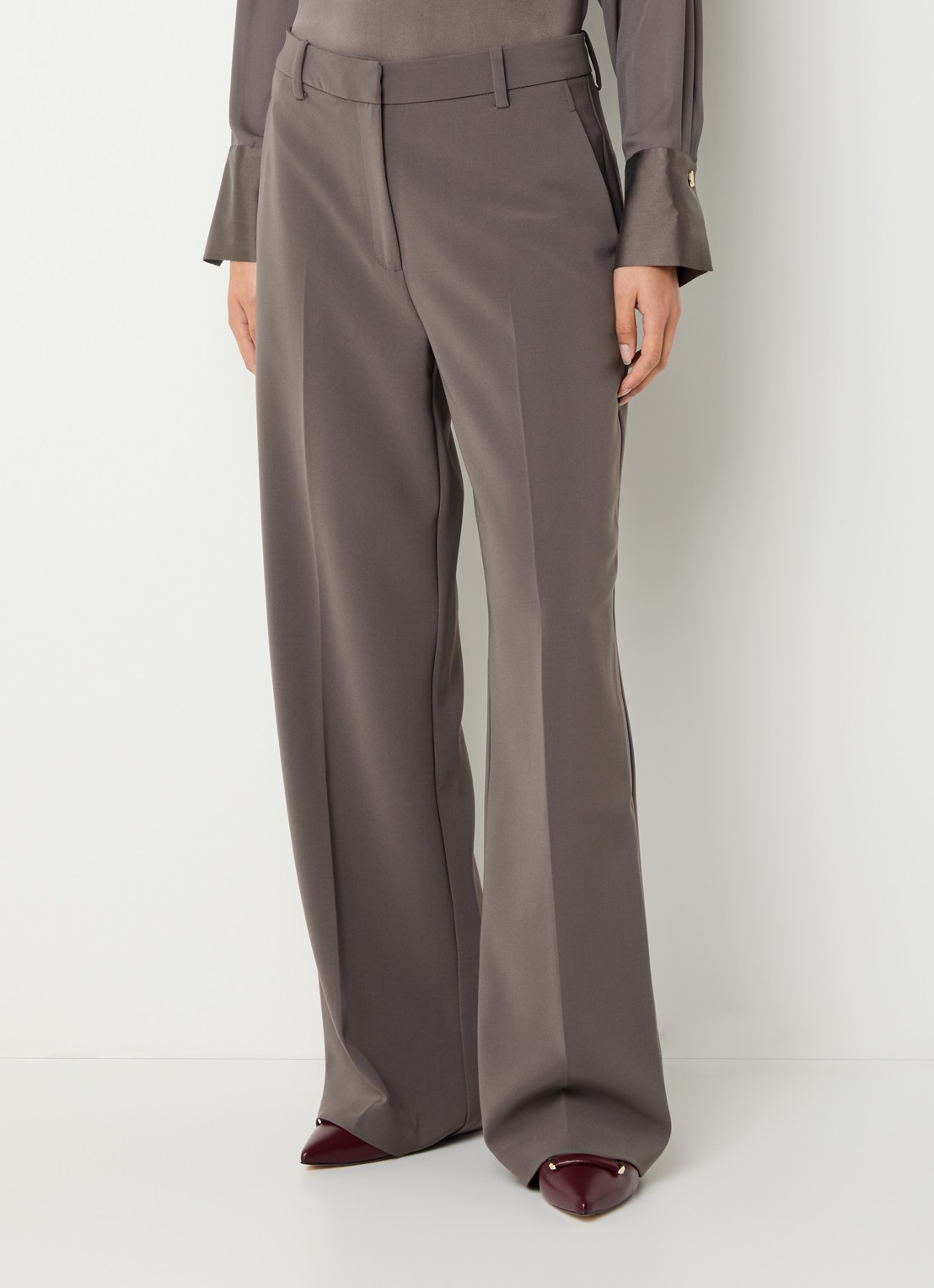Dante 6 Alain high waist wide fit pantalon met persplooi - detail 4 grijs