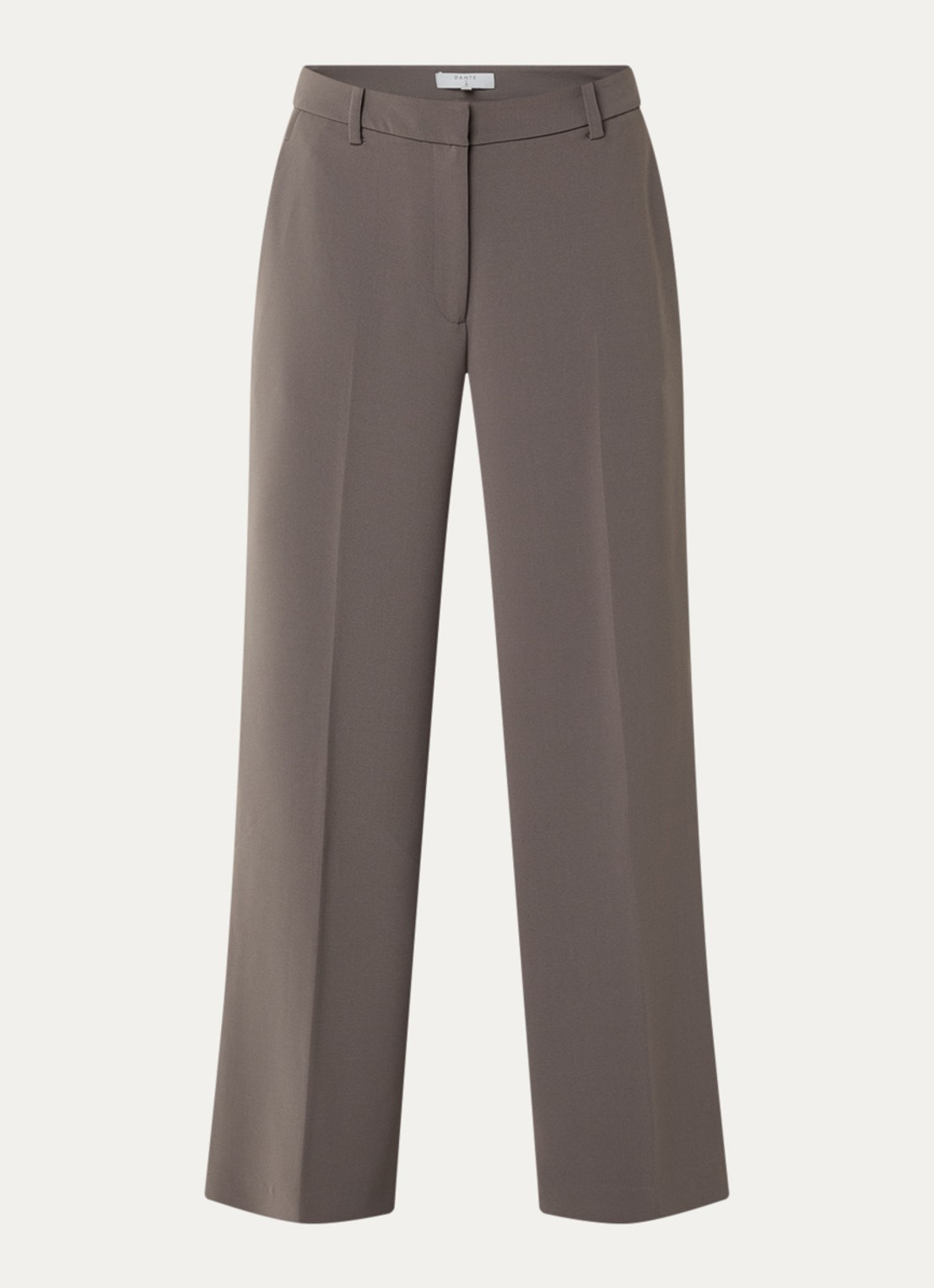 Dante 6 Alain high waist wide fit pantalon met persplooi - voorkant 2 grijs