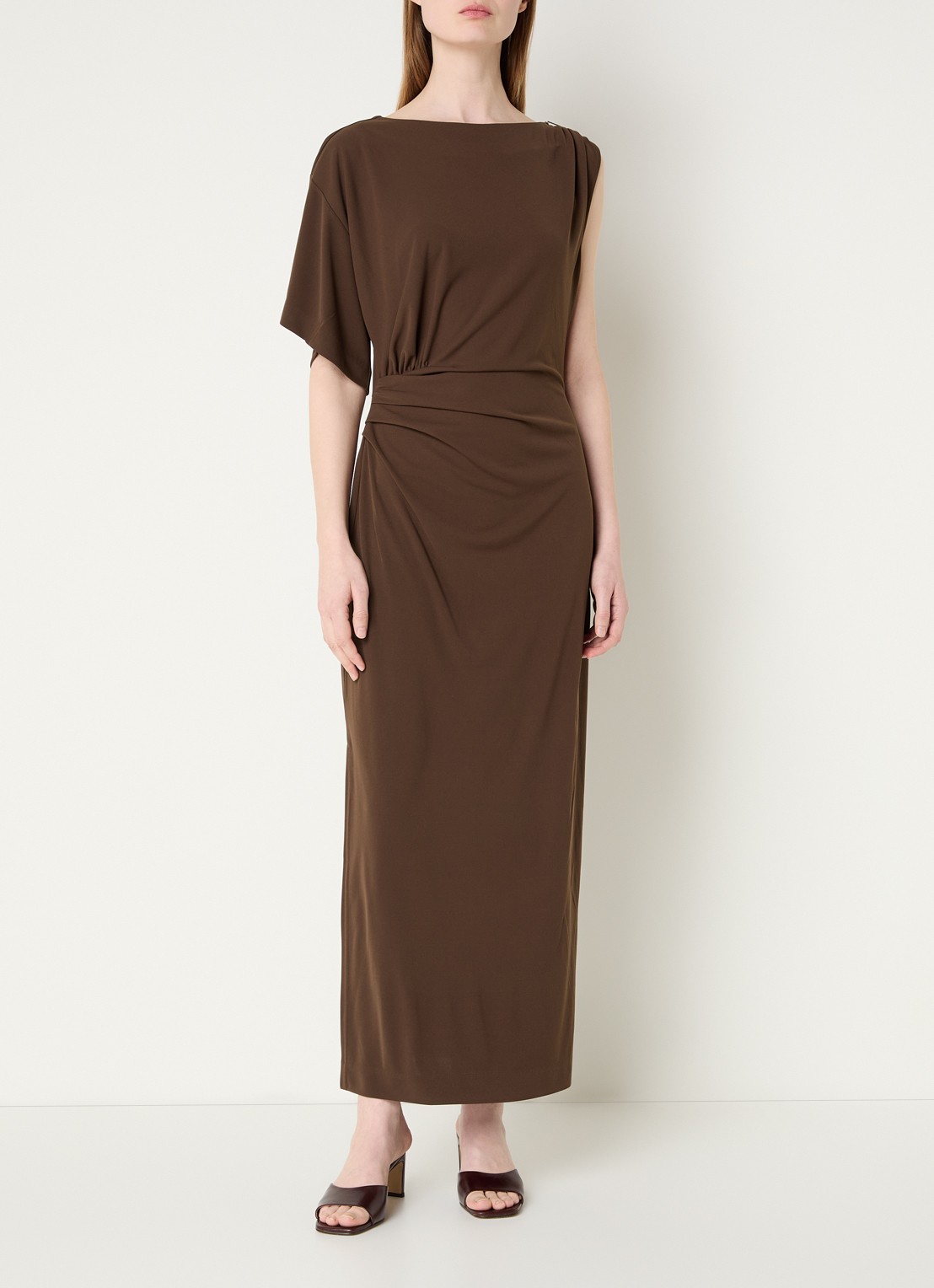 Dante 6 Aliki maxi jurk met split - detail 3 donkerbruin