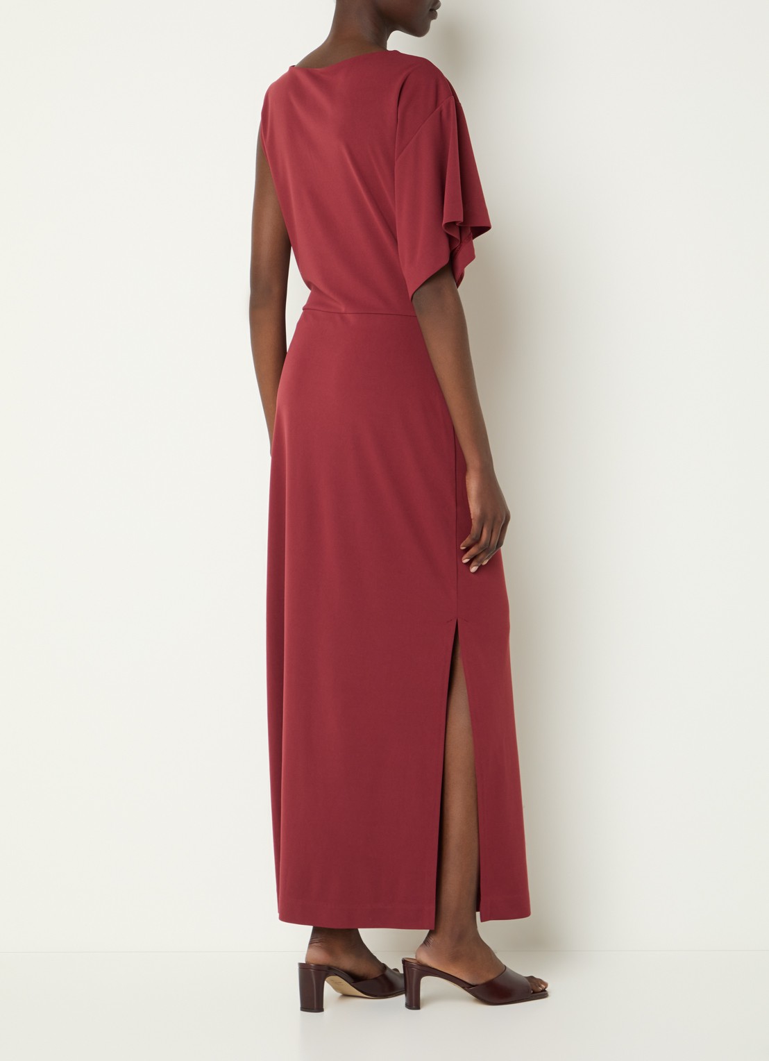 Dante 6 Aliki maxi jurk met split - achterkant donkerrood