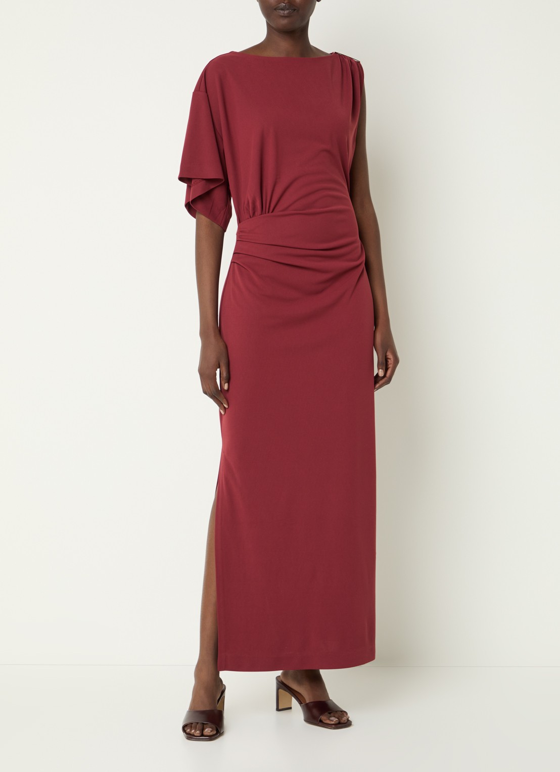 Dante 6 Aliki maxi jurk met split - detail 4 donkerrood