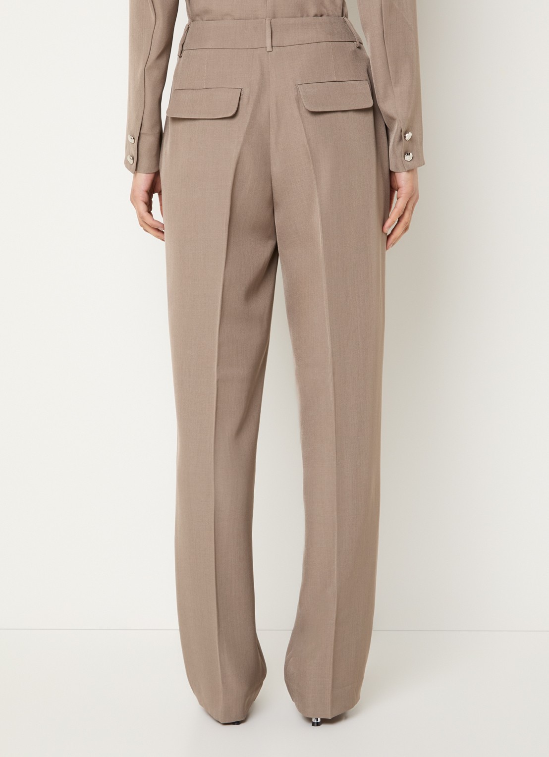 Dante 6 Aries high waist straight fit pantalon met klepzakken - achterkant lichtbruin