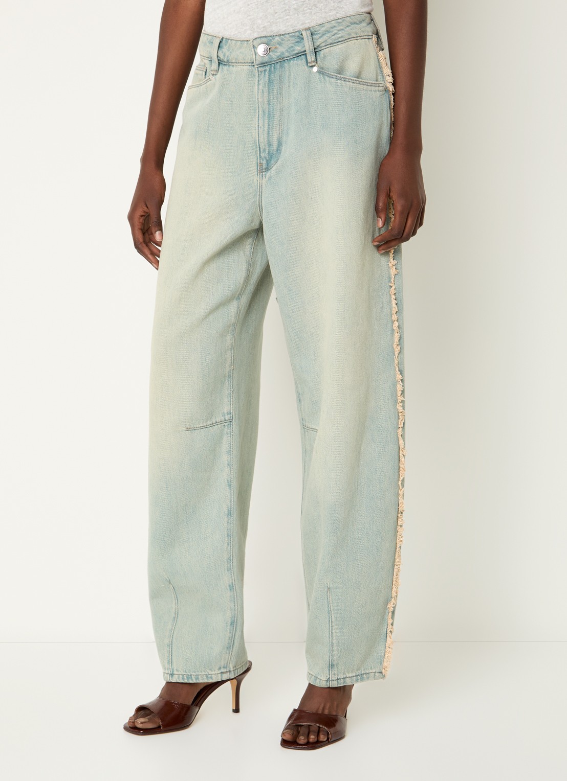 Dante 6 Brave high waist balloon fit jeans met gerafeld detail - detail 2 indigo