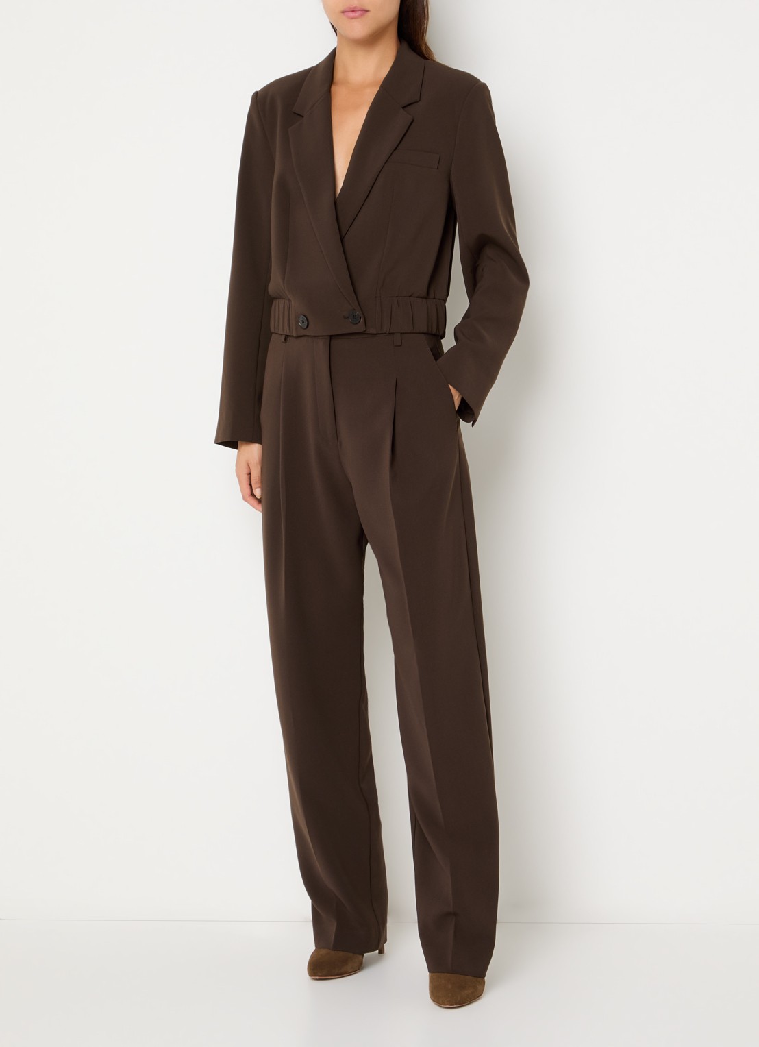 Dante 6 Chad high waist loose fit broek met steekzakken - voorkant 3 donkerbruin