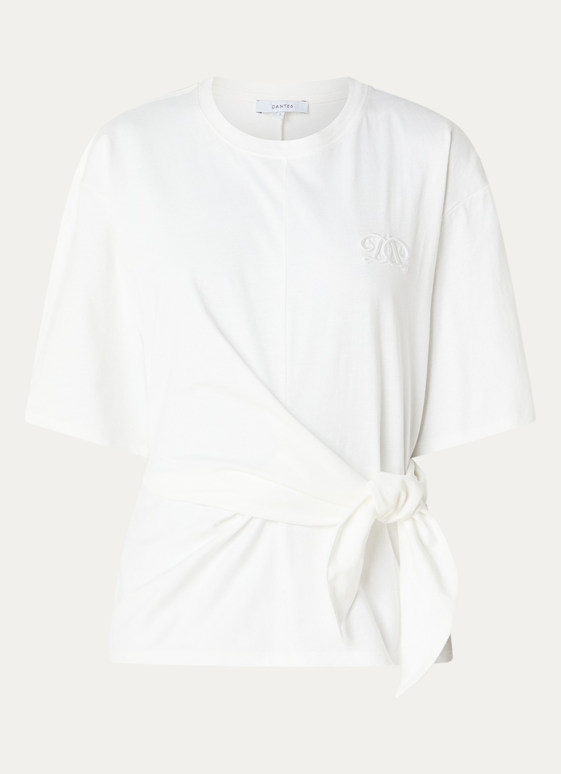 Dante 6 Dori T-shirt met geknoopt detail - voorkant wit