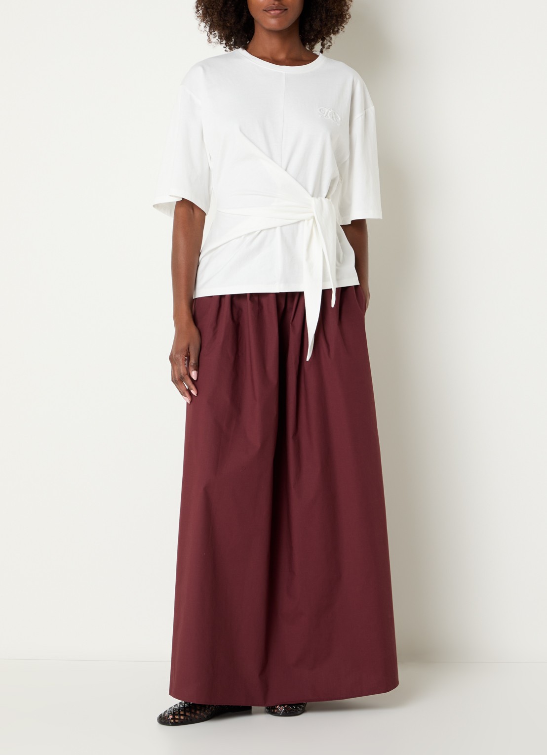Dante 6 Dori T-shirt met geknoopt detail - voorkant 2 wit