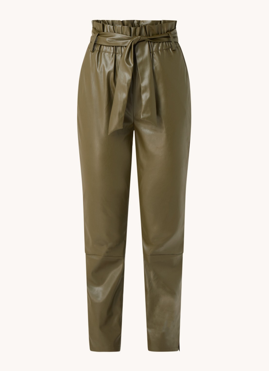 Dante 6 Duncan high waist tapered fit broek van imitatieleer - voorkant 2 groen