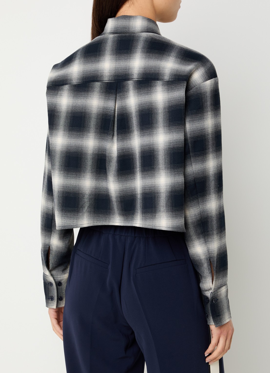Dante 6 Eason blouse met ruitdessin en pailletten - achterkant 3 zwart