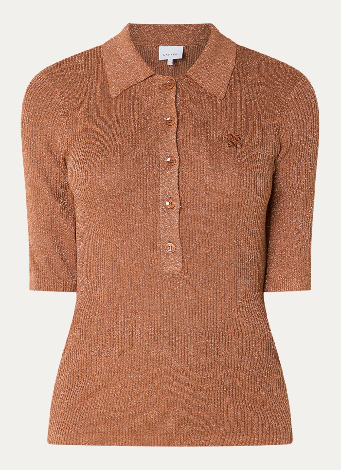 Dante 6 Fayza polo met lurex - voorkant 3 roestbruin
