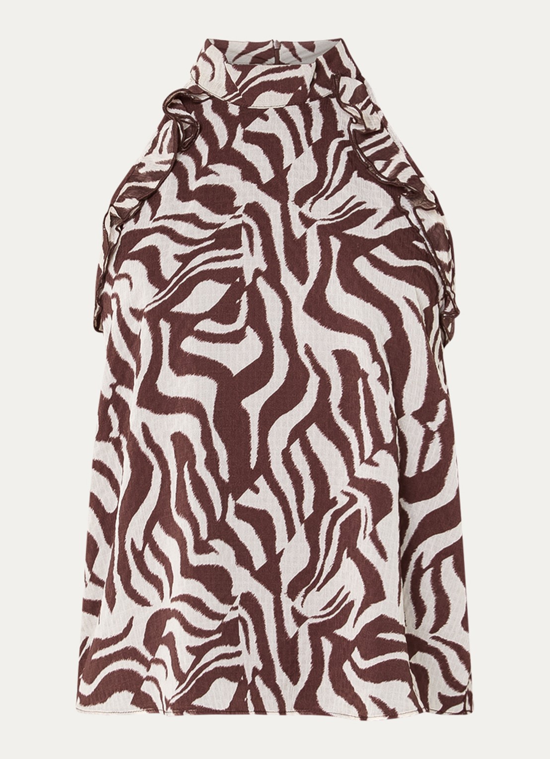 Dante 6 Galilee haltertop met dierenprint - voorkant 2 donkerbruin