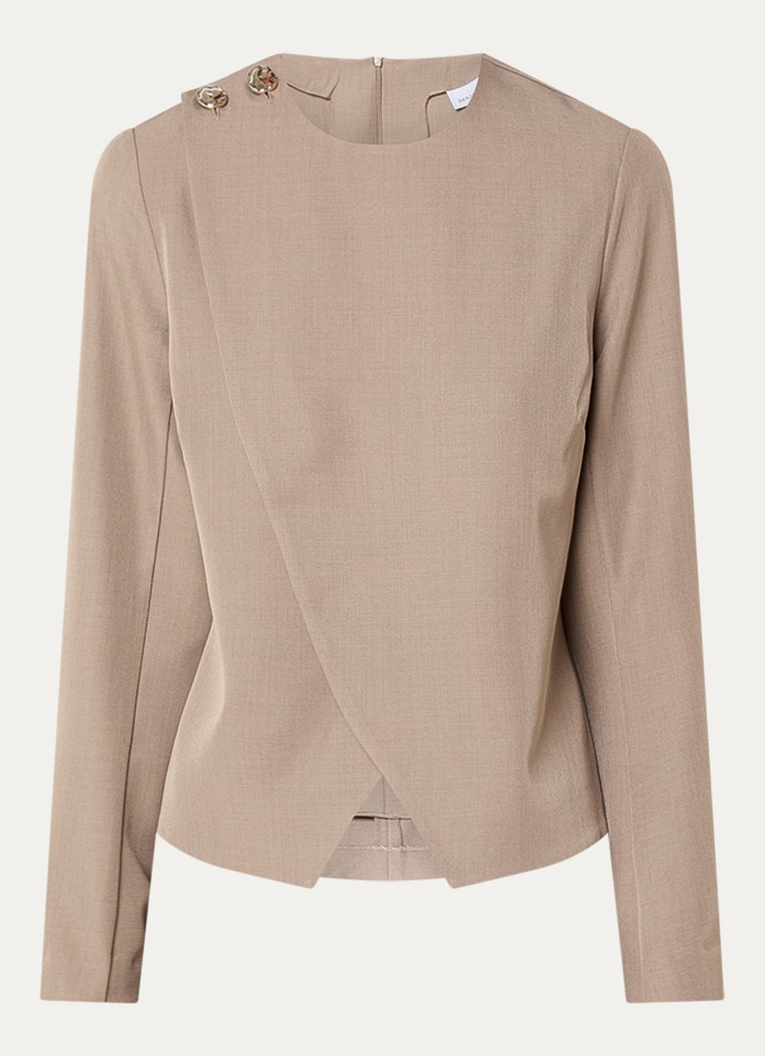 Dante 6 Gillian asymmetrische top met overslag - voorkant 2 lichtbruin