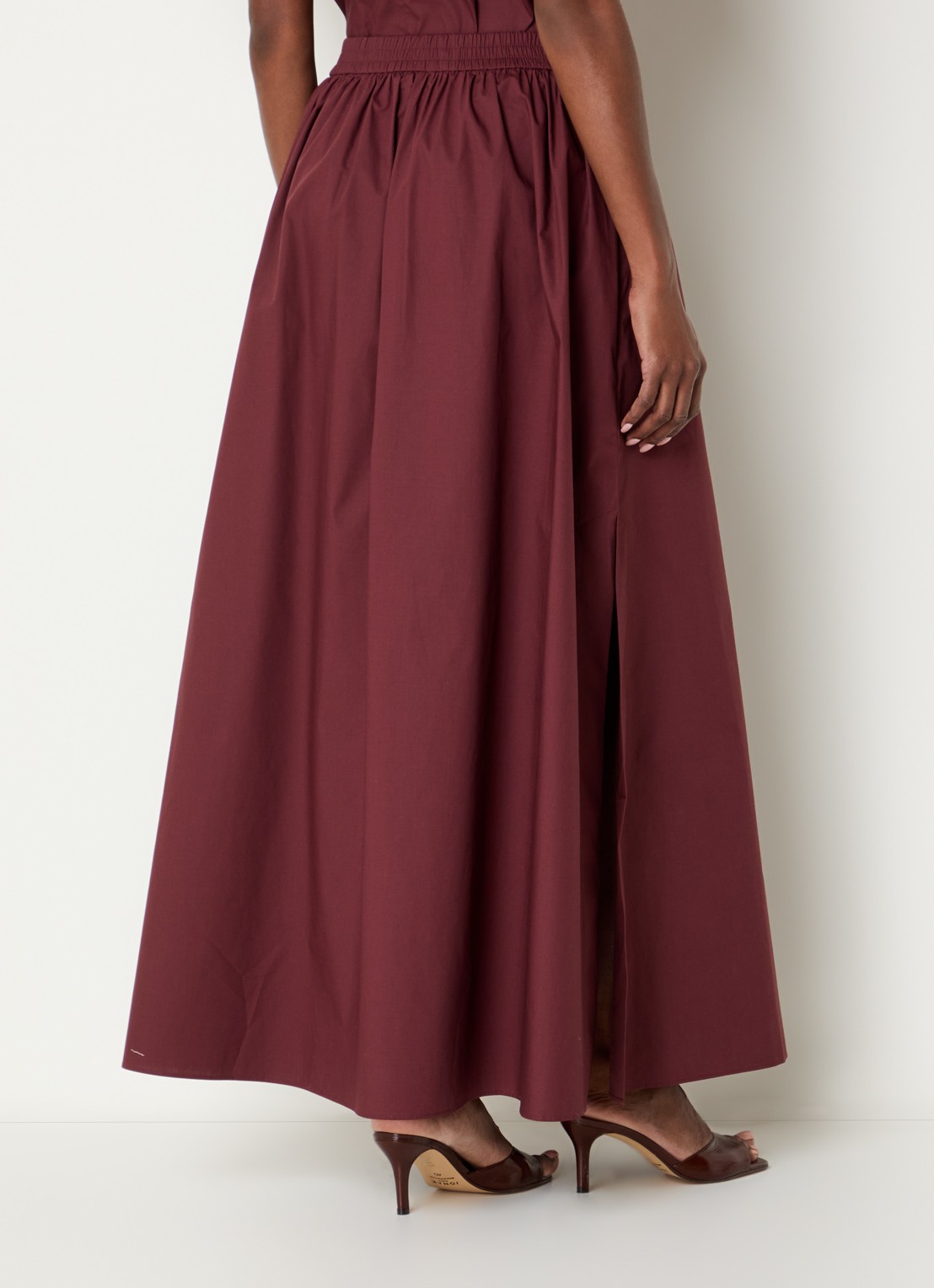 Dante 6 Gisole mid waist maxi rok met split - achterkant 3 kastanjebruin