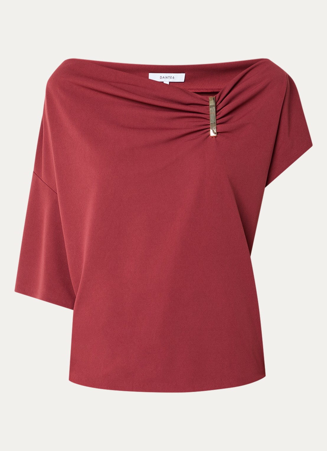 Dante 6 Gou top met asymmetrische mouw - voorkant 2 bordeauxrood
