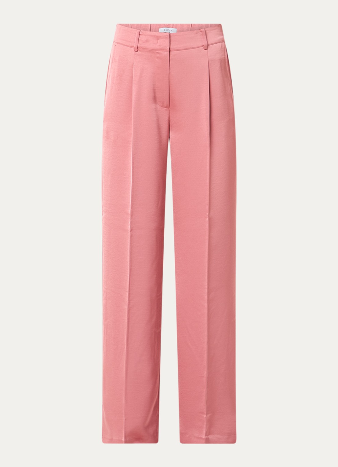 Dante 6 High waist wide fit pantalon van satijn  - voorkant 3 roze