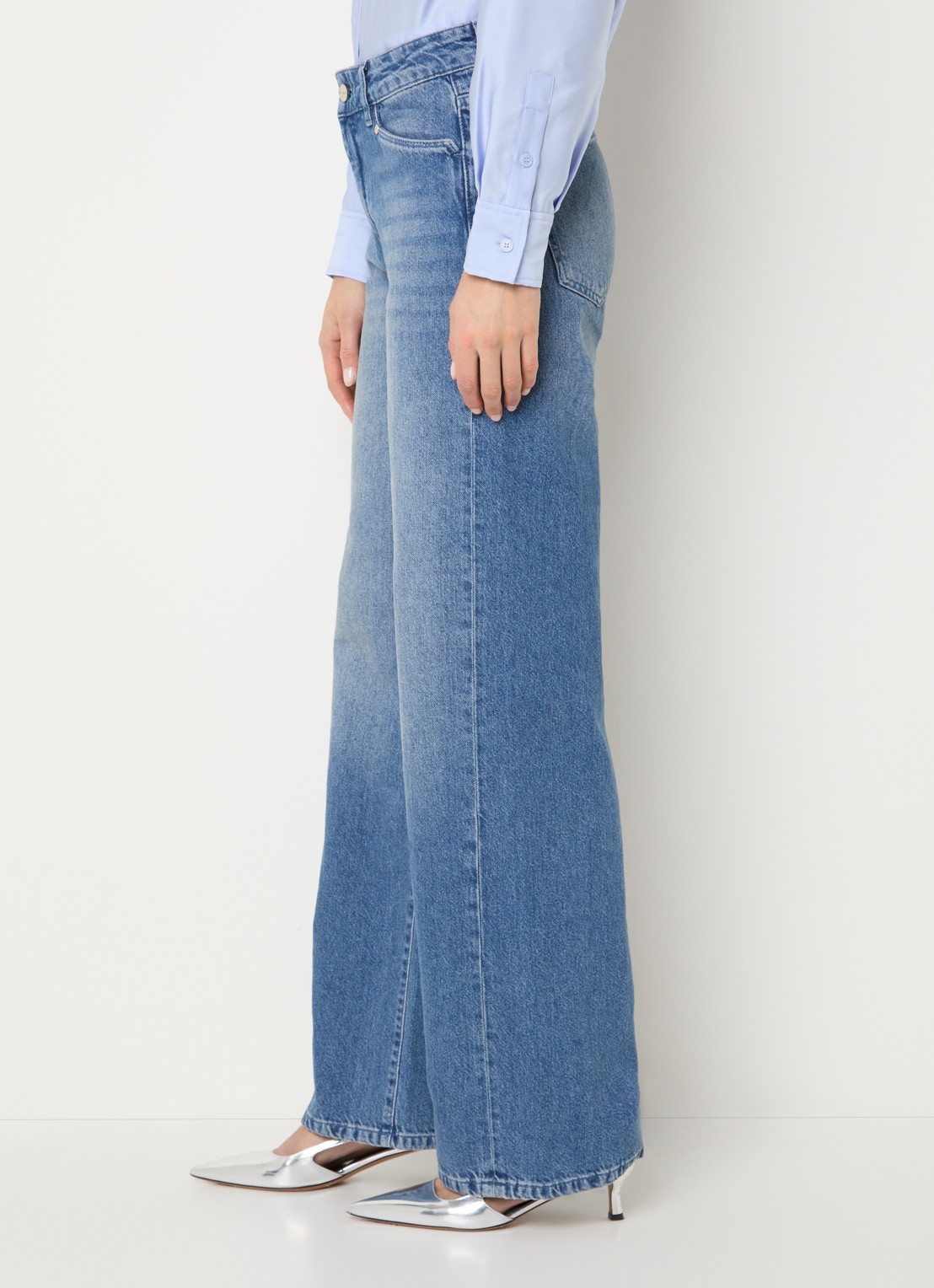 Dante 6 High waist wide leg jeans met medium wassing - detail 4 indigo
