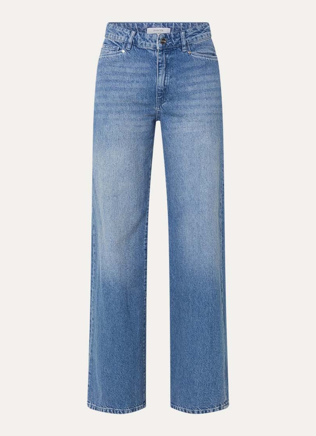 Dante 6 High waist wide leg jeans met medium wassing - voorkant indigo