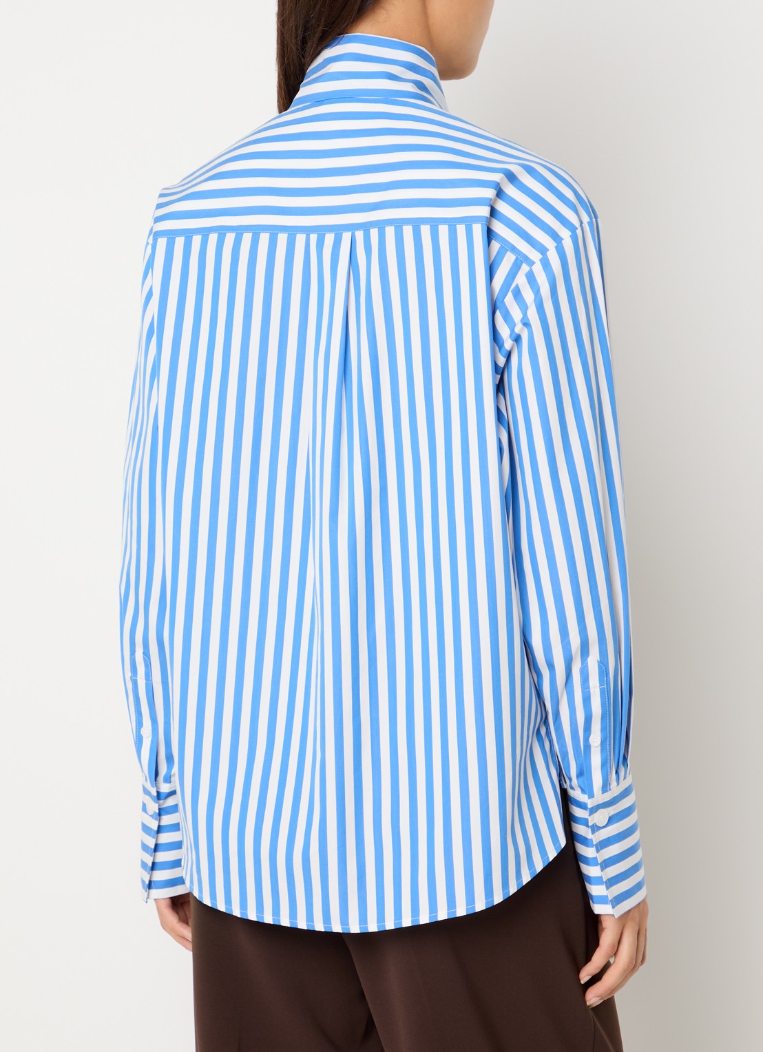 Dante 6 Ivez blouse met sjaalkraag en streepprint - achterkant 2 blauw