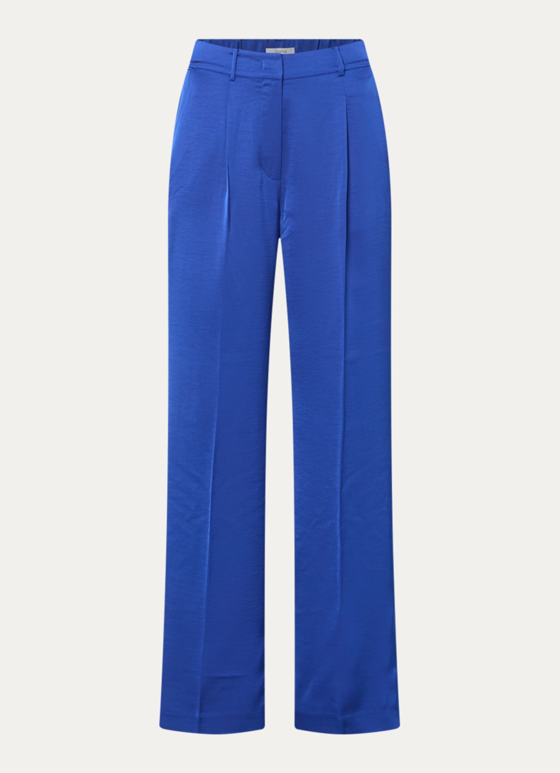 Dante 6 Jules high waist straight fit pantalon van satijn - voorkant kobaltblauw