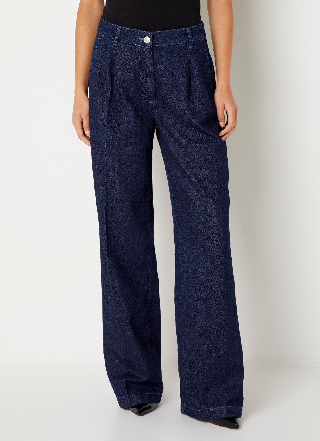 Dante 6 Jules high waist wide leg jeans met donkere wassing - detail 3 indigo