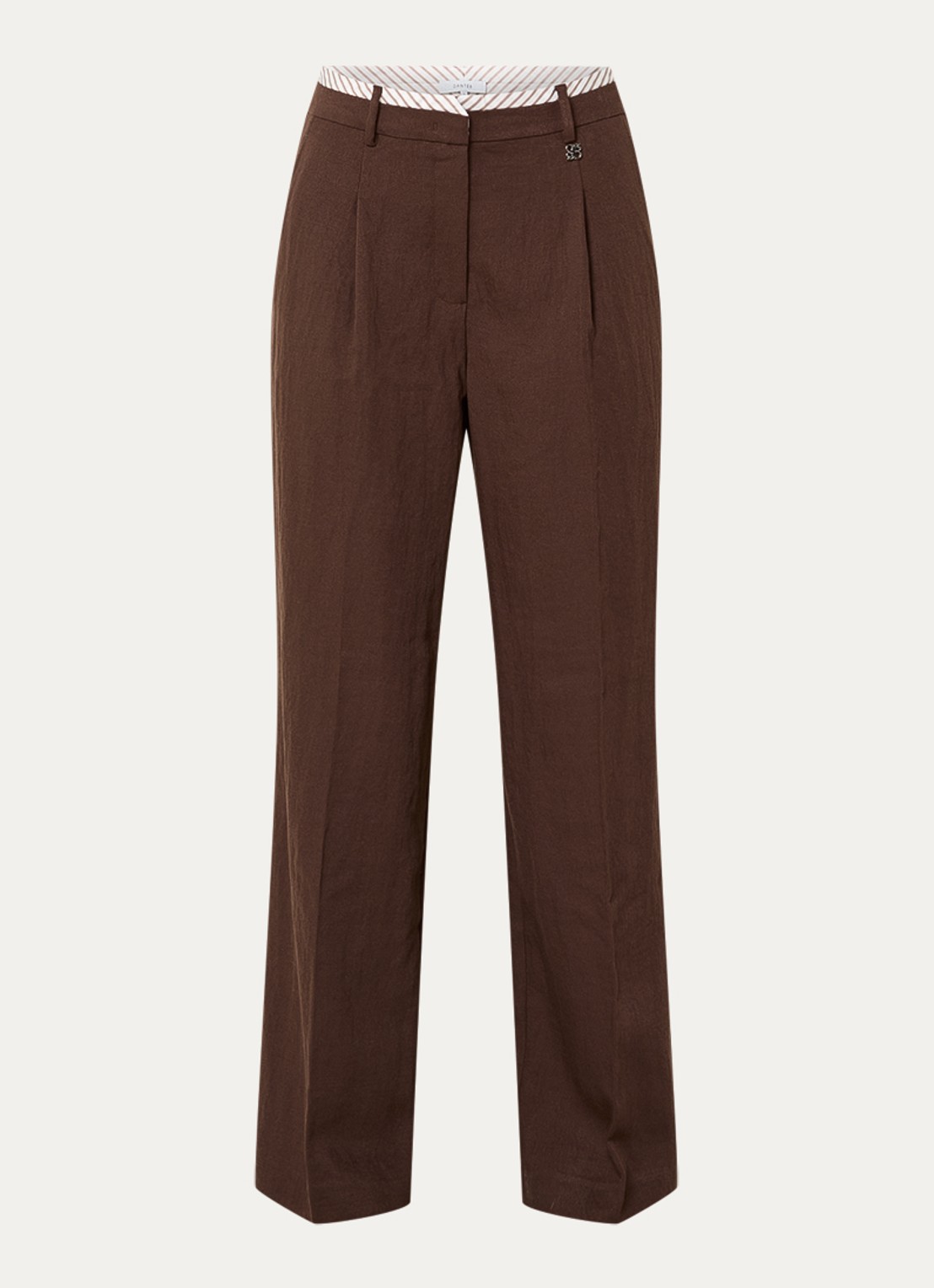 Dante 6 Kenila high waist straight fit pantalon met steekzakken - voorkant 2 bruin