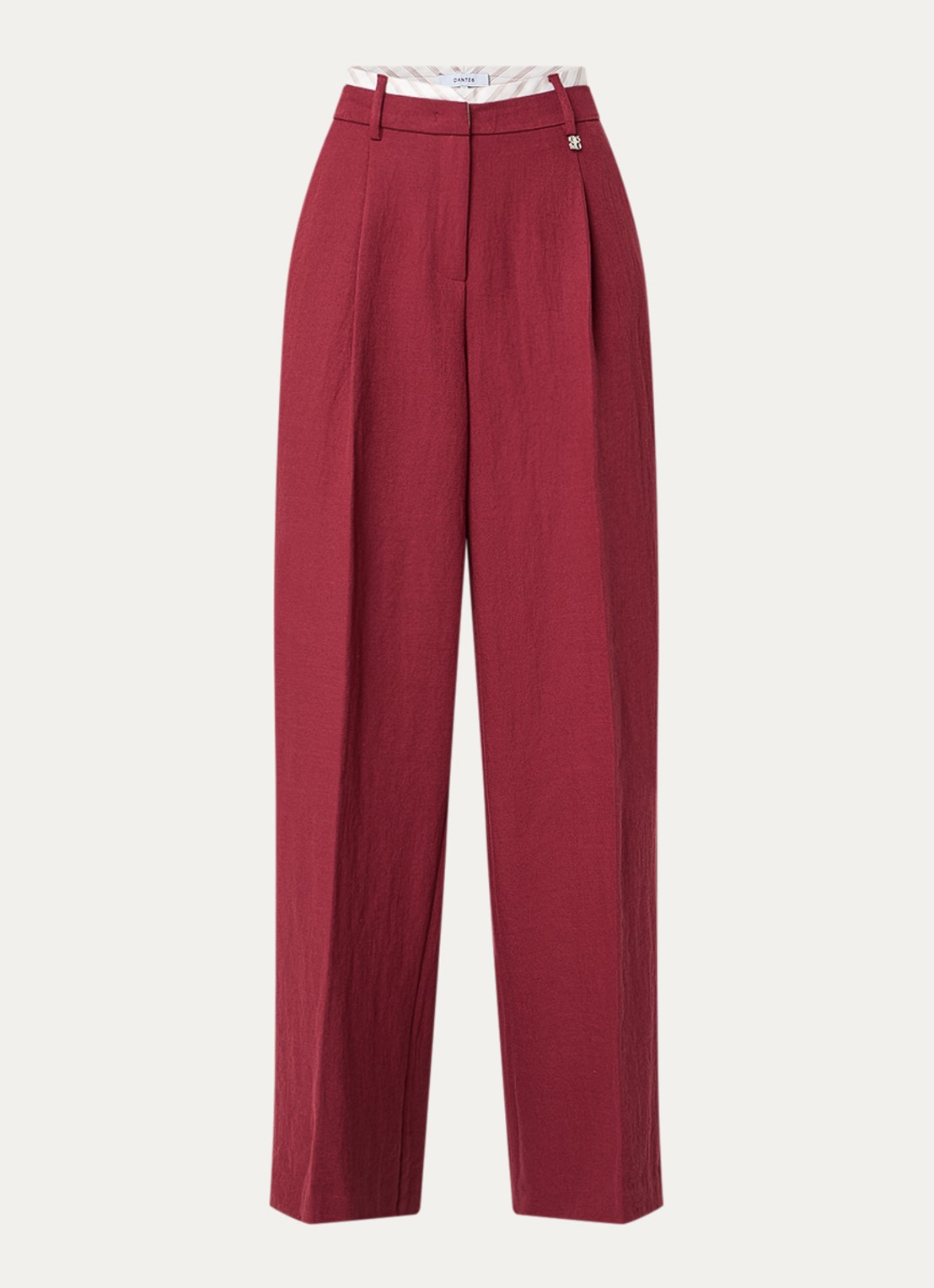 Dante 6 Kenila high waist wide fit pantalon met steekzakken - voorkant donkerrood