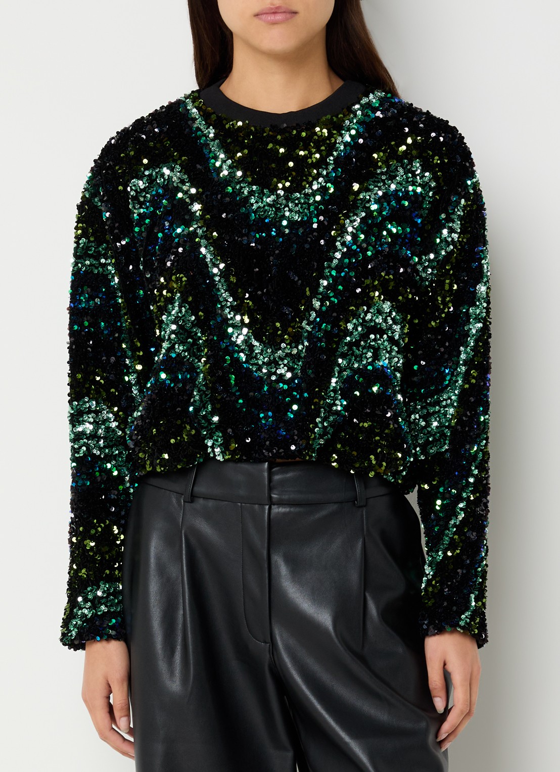 Dante 6 Lizy sweater met pailletten - detail 4 groen