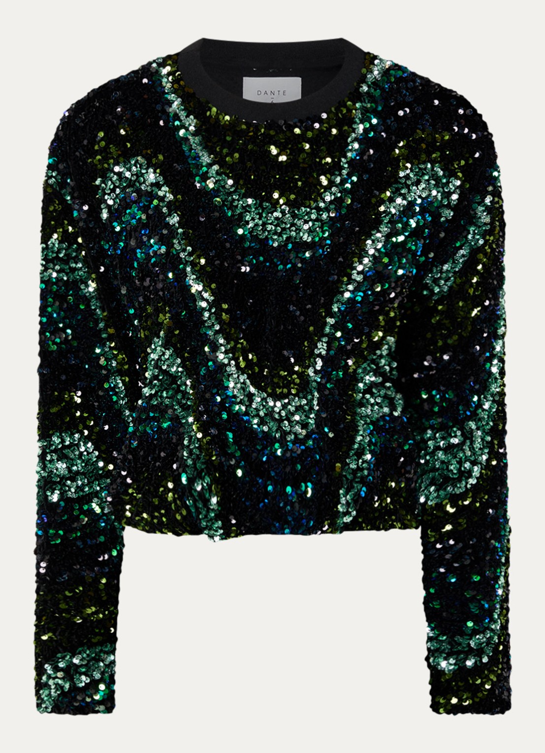 Dante 6 Lizy sweater met pailletten - voorkant groen