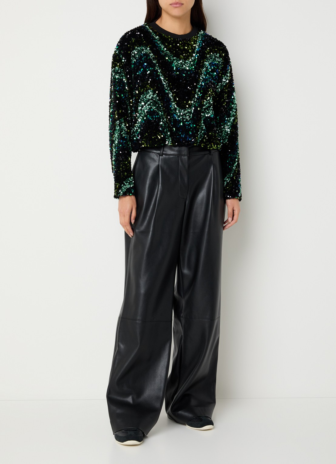 Dante 6 Lizy sweater met pailletten - voorkant 2 groen