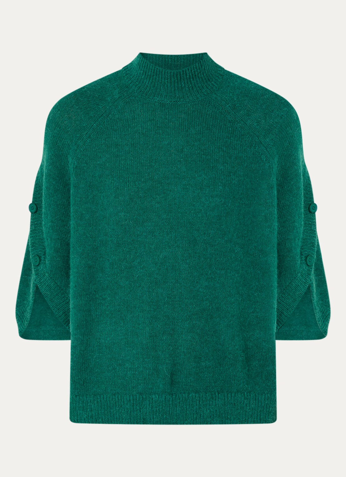 Dante 6 Mahani grofgebreide trui in wolblend met opstaande kraag - voorkant 3 groen