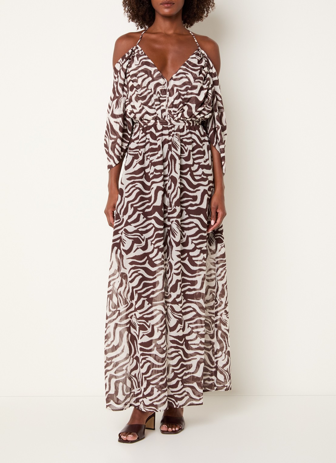 Dante 6 Maxi jurk met dierenprint - detail donkerbruin